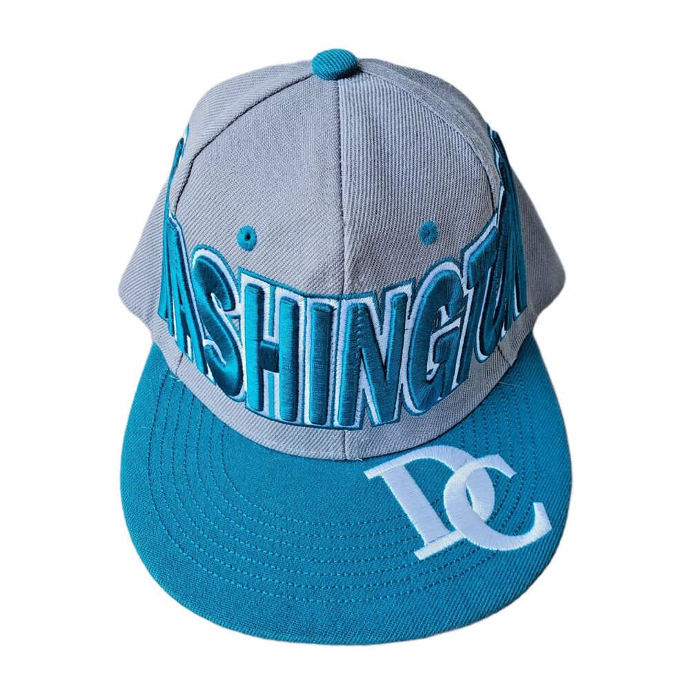 Vtg Washington DC One Snap Back Baseball Hat Cap Embroidered Blue USA